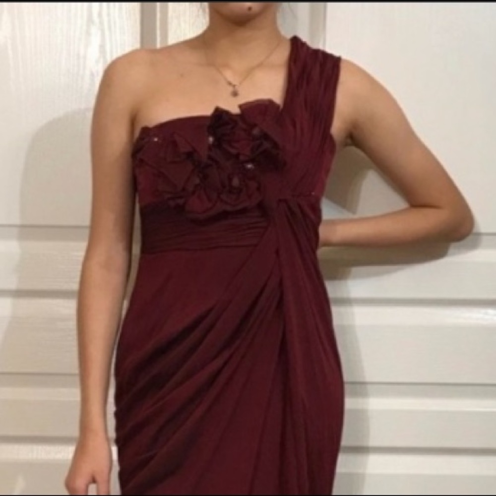 Adrianna Papell one shoulder chiffon long gown - Picture 5 of 9